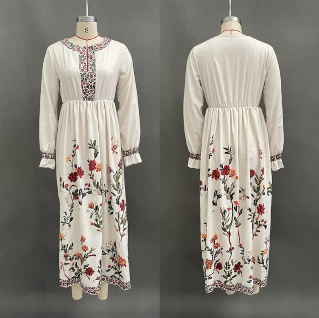 Women's Bohemian Retro Long-Sleeve Maxi Dress